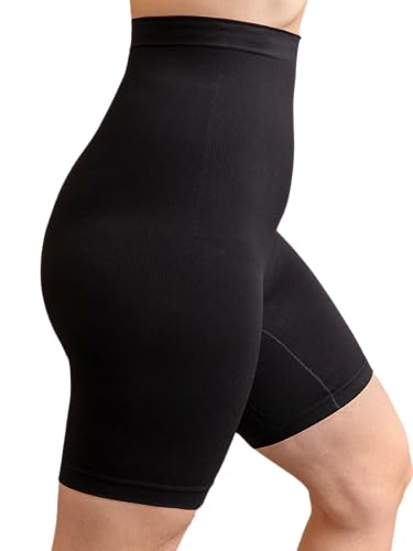 SHAPERMINT High Waisted Body Shaper Shorts - Shapewear for Women Tummy Control Small to Plus-Size, Black Medium/Large