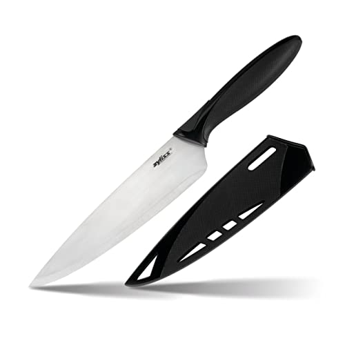 Zyliss Chef's Knife with Sheath Cover - Stainless Steel Knife - Fruit, Vegetable, Herbs and Meats Knife - Travel Knife with Safety Kitchen Blade Guards - Dishwasher & Hand Wash Safe - 7.25 inches