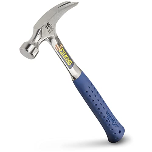 ESTWING Hammer - 16 oz Straight Rip Claw with Smooth Face & Shock Reduction Grip - E3-16S