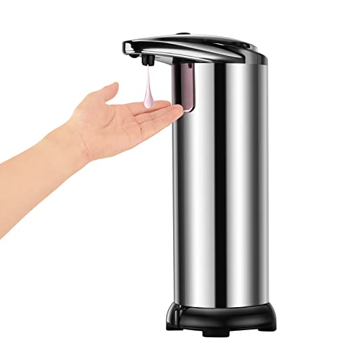 Automatic Soap Dispenser, Touchless Battery Powered 3 Adjustable Dispensing Volume Soap Dispenser, Equipped Infrared Motion Sensor, Waterproof Base Suitable for Bathroom, Kitchen, Hotel and School