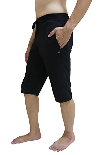 YogaAddict Men Yoga Short Pant, Ideal for Any Yoga Style and Pilates, Premium Quality, Black - Size L