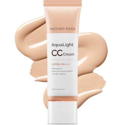 MOTHER MADE AquaLight Korean CC Cream for Fair to Light skin tones, with Vitamin C & E, Niacinamide | Airy Finish, Lightweight, Beige Color, Korean Makeup Skincare | 1.35 fl oz