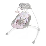Ingenuity InLighten 6-Speed Baby Swing - Easy-Fold Frame, Swivel Infant Seat, Nature Sounds, Light Up Mobile - Flora The Unicorn (Pink)