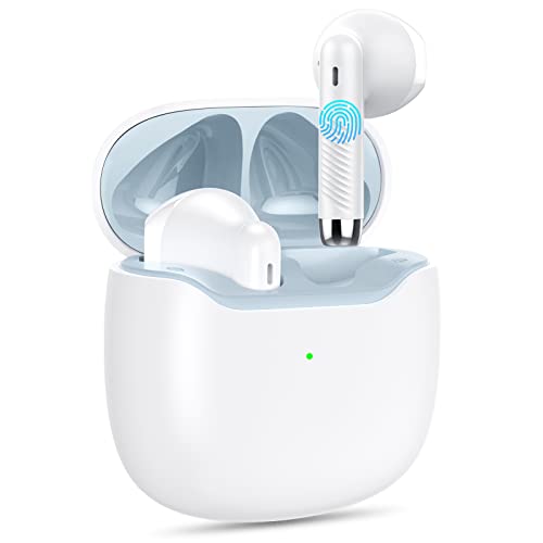 Wireless Earbuds, Bluetooth Headphones, Ultra-Light and Bluetooth 5.3, CVC8.0 Bluetooth Earbuds, 30H with Mini Charging Case, USB-C Fast Charge, Deep Bass, IPX7 Waterproof, for Work,Travel