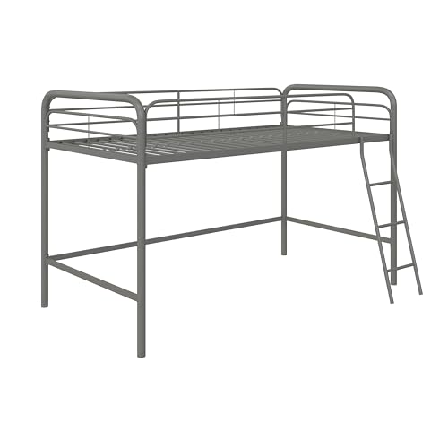 DHP Junior Loft Bed Frame with Ladder, Twin, Silver