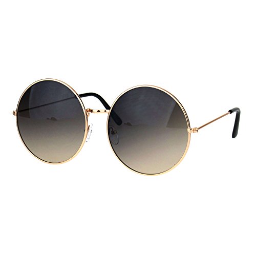 Classic Oversize Joplin Style Hippie Round Circle Lens Sunglasses Gold Smoke