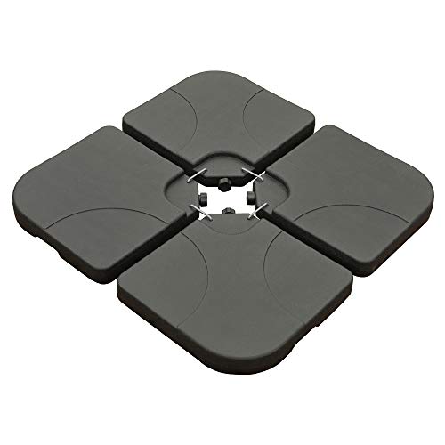 Best Choice Products 4-Piece 155lb Capacity Heavy-Duty Cantilever Offset Patio Umbrella Stand Square Base Plate Set w/Easy-Fill Spouts for Water or Sand - Black