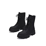Cape Robbin Chrisley Combat Boots for Women, Platform Boots with Chunky Block Heels, Womens High Tops Boots - Black Size 7