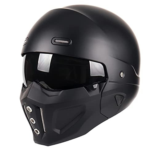 Woljay Open Face Full face Helmet Motorcycle Modular Helmets for Unisex-Adult Street Bike Cruiser Scooter DOT Approved (Matte Black, Medium)