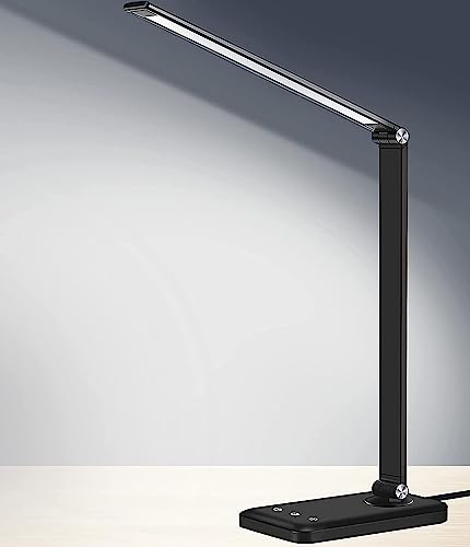 AFROG Multifunctional LED Desk Lamp with USB Charging Port, 5 Lighting Modes,5 Brightness Levels, Sensitive Control, 30/60 min Auto Timer, Eye-Caring Office Lamp£¬5000K,8W
