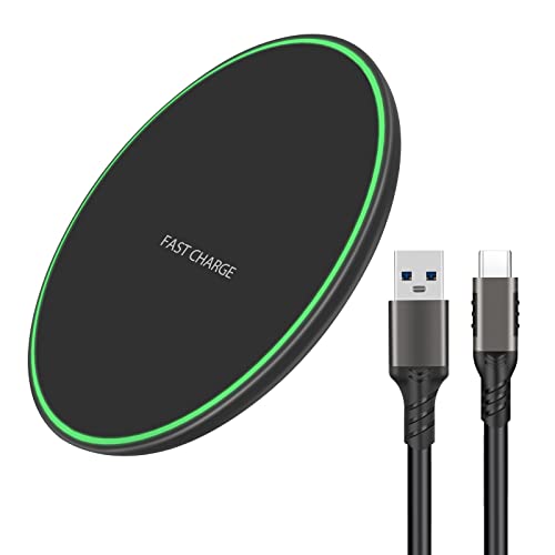 Wireless Charger for Samsung Galaxy S22/S22+/S21/S21+/S20/S20+/S10/S10+/S9/S8/S7/S6/Note 20/Note 10, Fast Wireless Charging Pad with 6.6ft 3.2 USB C Cable, Black. (No AC Adapter)…