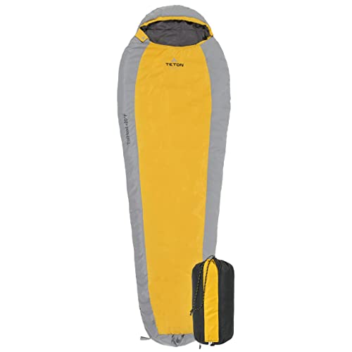 TETON Sports TrailHead Sleeping Bag for Adults; Lightweight Camping, Hiking,Orange/Gray, Regular - 87' x 32' x 22'