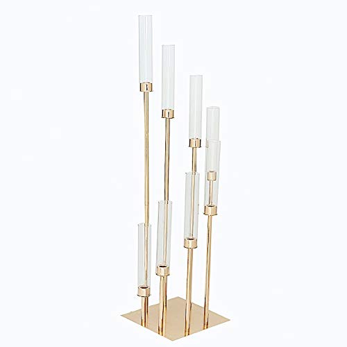 BalsaCircle 41-Inch Tall Gold Candelabra Candle Holder Centerpiece Glass - Wedding Reception Party Dining Table Home Decorations