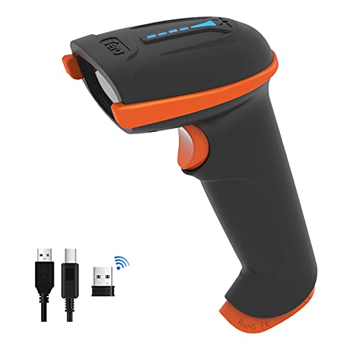 Tera 1D 2D QR Barcode Scanner Wireless and Wired with Battery Level Indicator Digital Printed Bar Code Reader Cordless Handheld Barcode Scanner Compact Plug and Play Model D5100