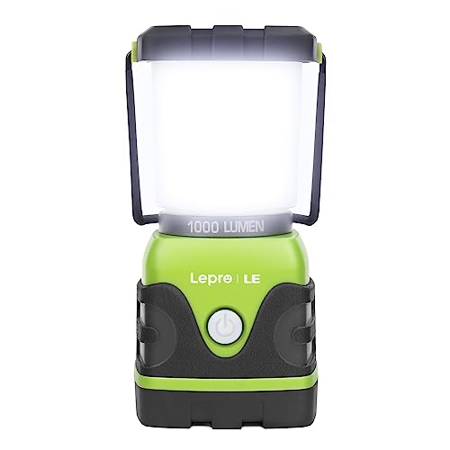 LE 1000LM Battery Powered LED Camping Lantern, Waterproof Tent Light with 4 Light Modes, Camping Essentials, Portable Lantern Flashlight for Camping, Hurricane, Emergency, Hiking, Power Outages, 1PCS