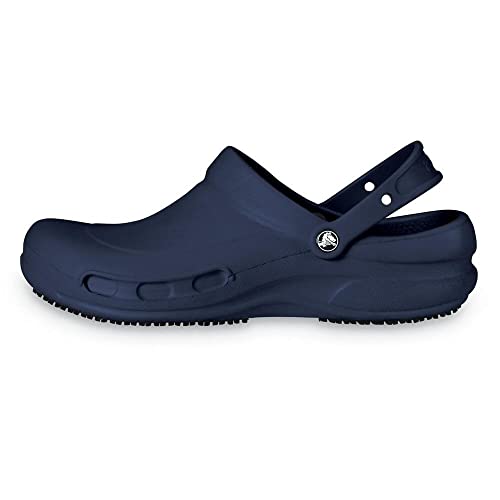 Crocs Unisex Adult Men's and Women's Bistro Clog | Slip Resistant Work Shoes, Navy, 8 US