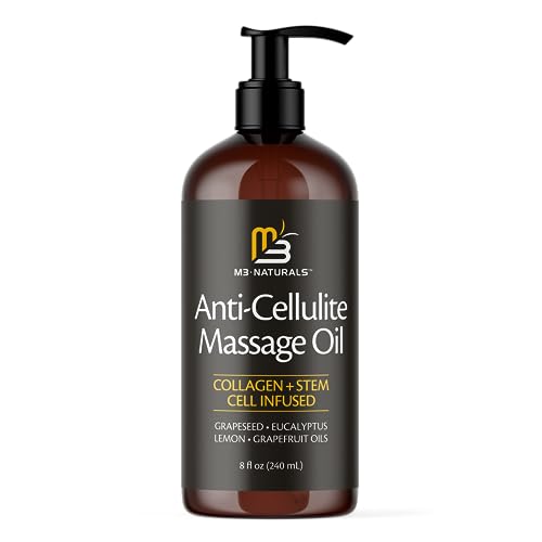 Anti Cellulite Massage Oil Infused with Collagen and Stem Cell Skin Tightening Body Oil Moisturizing Cellulite Cream Bust Bum Cellulite Scar Cleansing Essential Oil Instant Absorption by M3 Naturals