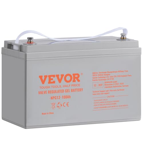 VEVOR Deep Cycle Battery, 100 AH 12V, AGM Marine Rechargeable Battery, High Self-Discharge Rate 800A Discharge Current, for RV Solar Marine Off-Grid Applications UPS Backup Power System, UL Certified