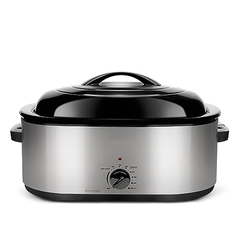 22 Quart Electric Roaster Oven Stainless Steel with Self-Basting Lid