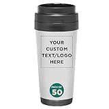 Custom Insulated Stainless Steel Travel Mugs 16 oz. Set of 50, Personalized Bulk Pack - Perfect for Iced Coffee, Soda, Other Hot & Cold Beverages - Stainless Steel