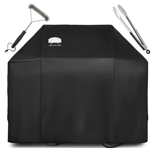 Texas Grill Covers - Grill Cover for Weber Spirit II 300, Sprit 300 and Spirit 200 Series / 7106 - Heavy Duty/Rip-Proof UV Resistant Fabric - Grill Brush and Barbecue Tongs Included- Black