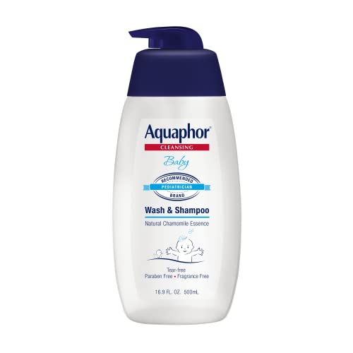 Aquaphor Baby Wash and Shampoo - Mild, Tear-free 2-in-1 Solution for Baby’s Sensitive Skin - 16.9 fl. oz. Pump