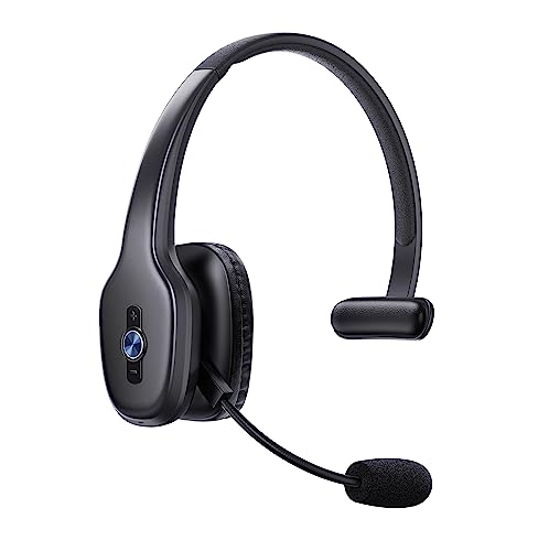 Gixxted Bluetooth Headset, Trucker Bluetooth Headset with Noise Canceling Microphone, 60 Hours Working Time Wireless on-Ear Headset for Computer Cell Phone Trucker Home Office Work (Black)
