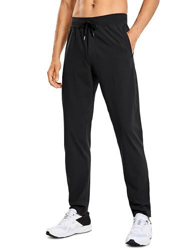 CRZ YOGA Mens 4-Way Stretch Comfy Athletic Pants 30'' - Track Hiking Golf Gym Workout Joggers Work Pants Sweatpants Black Medium