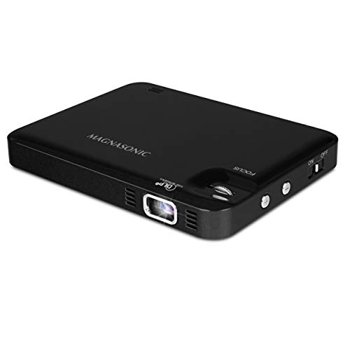 Magnasonic LED Pocket Pico Video Projector, HDMI, Rechargeable Battery, Built-in Speaker, DLP, 60' Hi-Resolution Display for Streaming Movies, Presentations, Smartphones, Tablets, Laptops (PP60)