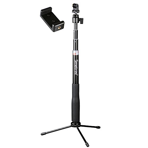 Smatree Q3 Telescoping Selfie Stick with Tripod Stand Compatible for Insta360, GoPro Hero 11/10/9/8/7/6/5/4/3+/3/Max/Session/GOPRO Hero 2018/AKASO/OSMO Action Camera/DJI Pocket 2/SJCAM/and Cell Phone