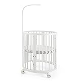 Stokke Sleepi Mini, White - 4-in-1 Oval Crib Suitable for 0-6 Months - Adjustable, Stylish & Compact - Optional Bed Extension to Fit Children Up to 10 Years