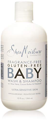 Shea Moisture, Fragrance-Free, Gluten-Free, Baby Wash & Shampoo, w/ Aloe Vera, Cocoa Butter & Vitamin E, Ultra Sensitive Skin, 13 ounces