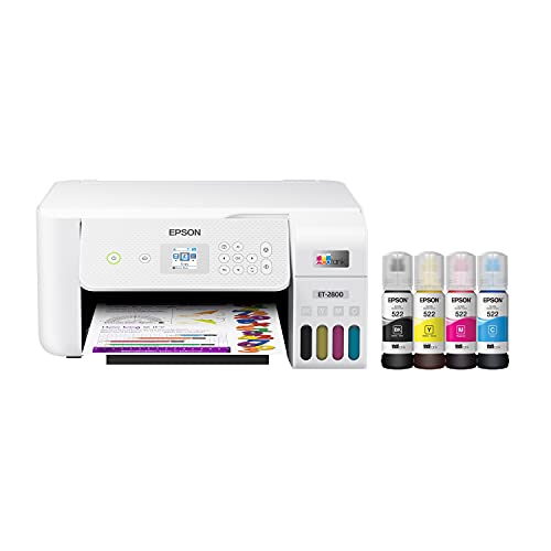 Epson EcoTank ET-2800 Wireless Color All-in-One Cartridge-Free Supertank Printer with Scan and Copy â€“ The Ideal Basic Home Printer - White, Medium