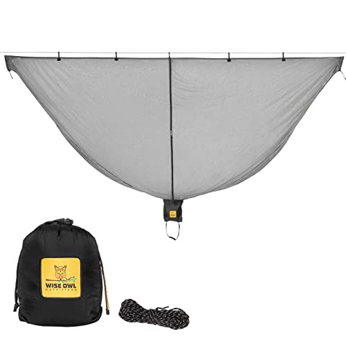 Wise Owl Outfitters Bug Net - The SnugNet Mosquito Net for Hammocks - Premium Quality, Waterproof, Mesh Netting w/Double-Sided Zipper - Essential Camping Gear, Black