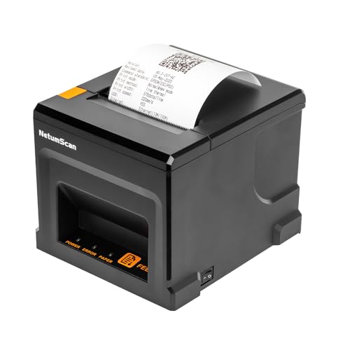 NetumScan 80mm POS Receipt Printer 300mm/s USB Thermal Receipt Printer with Auto Cutter Cash Drawer, USB Ethernet Interface, Support Windows/Mac/Linux, Restaurant Kitchen Printer for ESC/POS