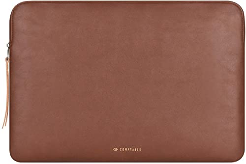 Comfyable Slim Protective Laptop Sleeve 13-13.3 Inch Compatible with 13 Inch MacBook Pro & MacBook Air, PU Leather Bag Waterproof Cover Notebook Computer Case for Mac, Brown
