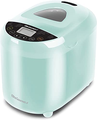 Elite Gourmet EBM8103M Programmable Bread Maker Machine, 3 Loaf Sizes, 19 Menu Functions Gluten Free White Wheat Rye French and more, 2 Lb, Mint