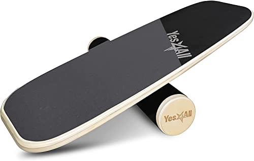 Yes4All Premium Bongo Board/Balance Board Trainer with Adjustable Stoppers | Balance Board for Surfers, Hockey, Snowboard Yellow/Black.