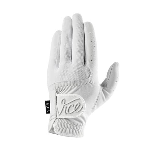 VICE Golf Duro White | Golf Glove | Features: Highly Durable Synthetic Suede, Great fit and Feel