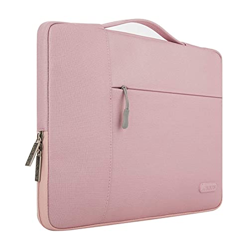 MOSISO Laptop Sleeve Compatible with MacBook Air/Pro, 13-13.3 inch Notebook, Compatible with MacBook Pro 14 inch M3 M2 M1 Chip Pro Max 2023-2021, Polyester Multifunctional Briefcase Bag, Pink