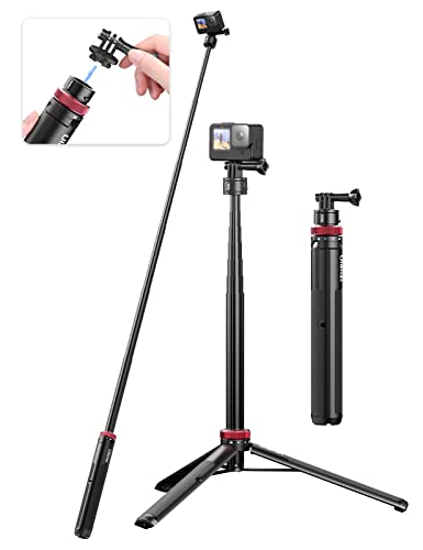 57in Extendable Selfie Tripod Accessories for Gopro - ULANZI Go Quick II Long Action Camera Stick Tripod Quick Release Adapter Vlog Handle Grip for GoPro Hero 11 10 9 8 7 6 5/Max/DJI OSMO Action