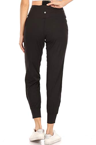 Leggings Depot Women's ActiveFlex Slim-fit Jogger Pants with Pockets-JYL19-BLACK-L