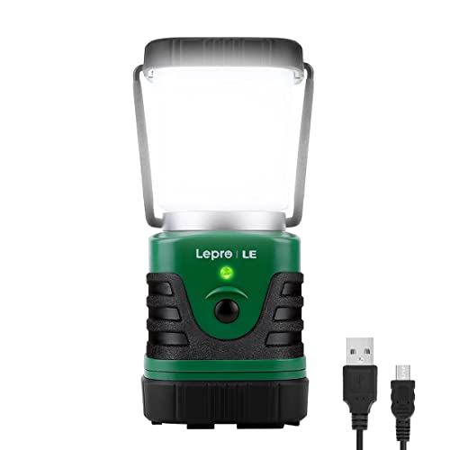 Lighting EVER LED Camping Lantern Rechargeable, 1000LM, 4 Light Modes, 4400mAh Power Bank, IP44 Waterproof, Lantern Flashlight for Hurricane Emergency, Hiking, Home and More, USB Cable Included