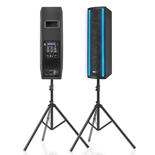 Portable Bluetooth PA Speaker System - 3-Way Active & Passive Outdoor Bluetooth Speaker Portable PA System w/ Microphone In, Party Lights, FM Radio - Tripod, Remote - Pyle PS65ACT