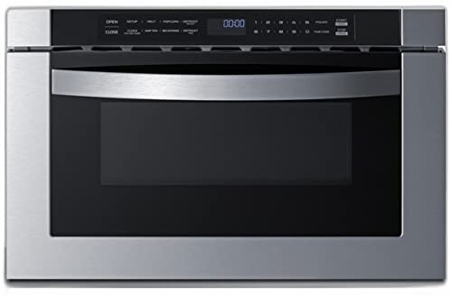 Summit Appliance MDR245SS 24' Wide Built-In Drawer Microwave for Installation in Wall or Island Openings, 1.2 cu.ft. Interior, 115V AC/60 Hz, Black/SS