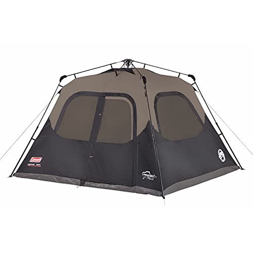 Coleman Camping Tent | 6 Person Cabin Tent with Instant Setup , Brown/Black