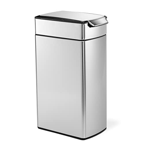 simplehuman 40 Liter/ 10.6 Gallon Slim Touch-Bar Kitchen Trash Can, Brushed Stainless Steel