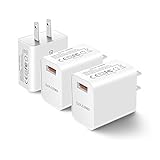 [3-Pack] USB Wall Charger,18W Quick Charge 3.0 Wall Charger,QC 3.0 Power Adapter Fast Charging Block Compatible Wireless Charger Compatible with Samsung Galaxy S10 S9 S8 Plus S7 S6 Edge Note 9,Kindle