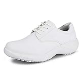 Hawkwell Women's Lace Up Nursing Shoes Comfortable Work Shoes,White PU,7 M US