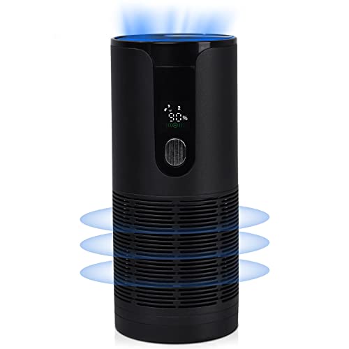 SISMEL Mini Air Purifier for Car,Silent Rechargeable Portable Air Purifier Lonizer with Display Screen,Air Purifier with HEPA Filter,for Car,Home,and Office(Black)